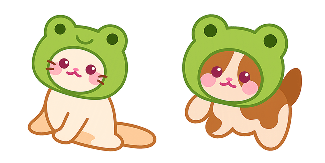Cute Cat in Frog Hat Cursor