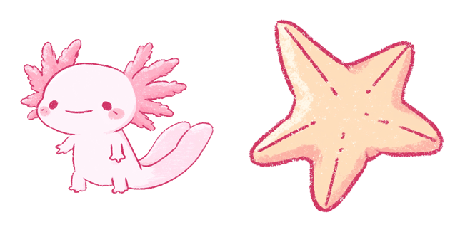 Cute Axolotl & Starfish Cursor