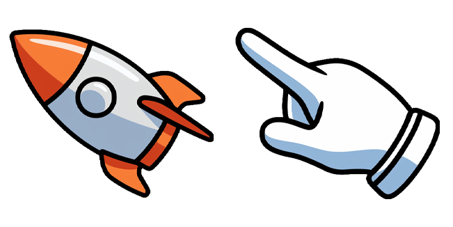 Cute Rocket & White Hand Cursor