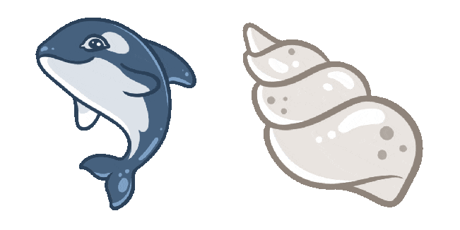 Aqua Orca & Long Spiral Seashell Animated Cursor