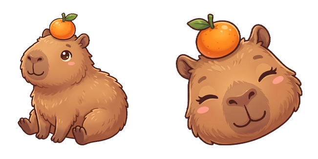Cute Capybara with Mandarin Cursor