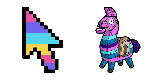 Pixel Rainbow Arrow & Fortnite Llama Cursor