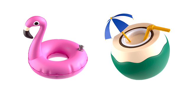 Inflatable Flamingo & Fresh Coconut 3D Cursor