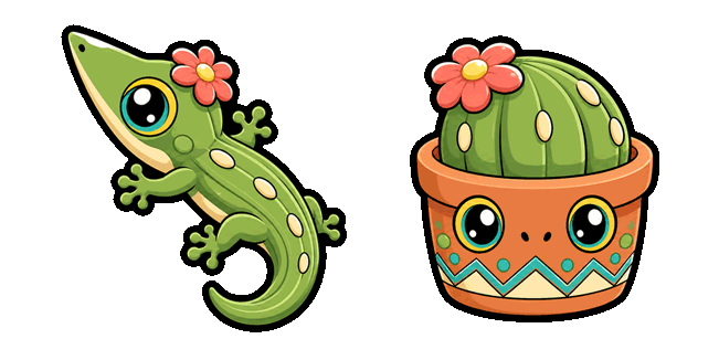 Charm Cactus Gecko Animated Cursor