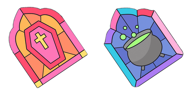 Halloween Stained Glass Coffin & Cauldron Cursor