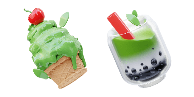 Matcha Ice Cream & Matcha Boba 3D Cursor
