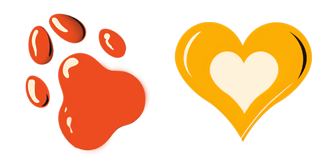 Red Paw Print & Yellow Heart Cursor