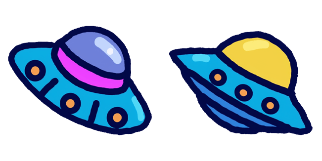 Cute Doodle UFO Space Cursor