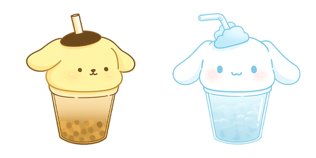 Pompompurin & Cinnamoroll Kawaii Boba Tea Cursor