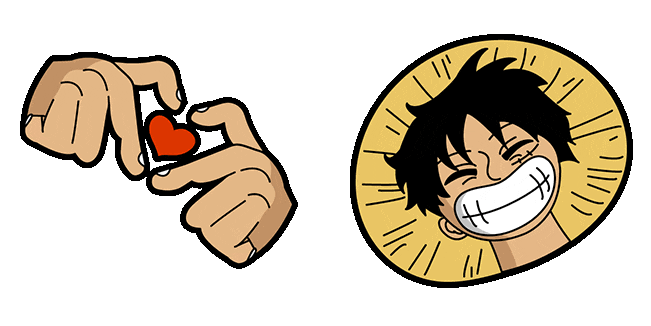 One Piece Luffy Heart Hands Animated Cursor