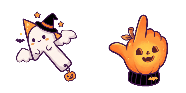 Cute Halloween Ghost Arrow & Pumpkin Hand Animated Cursor