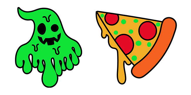 Halloween Slime Ghost & Piece of Pizza Cursor