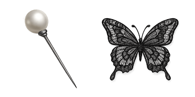 Grey Pearl Pin & Butterfly Cursor
