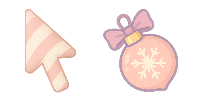 Pastel Candy Cane Arrow & Snowflake Bauble Cursor