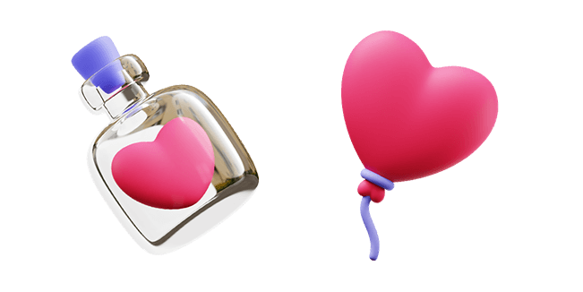 Heart in Bottle & Heart Ballon 3D Cursor