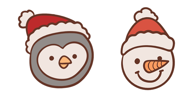 Christmas Penguin & Snowman in Santa Hat Cursor
