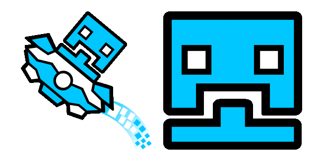 Geometry Dash Blue UFO 2 & Cube 10 Animated Cursor