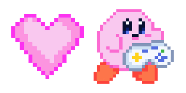Kirby Kawaii Gamer Pixel Cursor