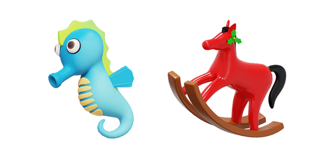 Cute Seahorse & Red Wooden Horse 3D Cursor