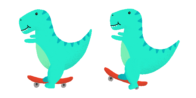 Green Dinosaur on Skateboard Animated Cursor
