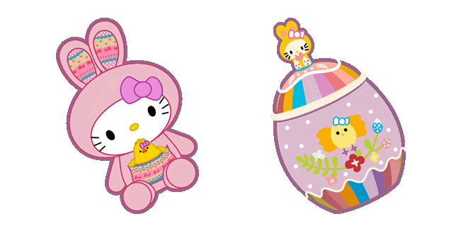 Hello Kitty Easter Bunny & Ceramic Easter Animated Cursor