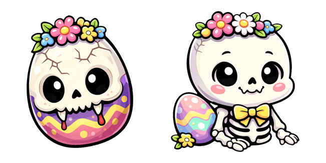Easter Cute Skeleton & Skull Egg Cursor