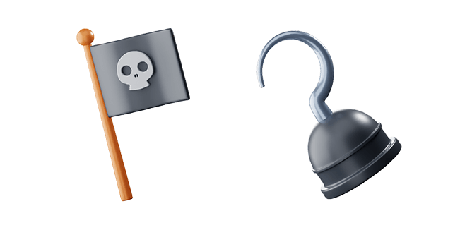 Pirates Flag & Pirates Hook 3D Cursor