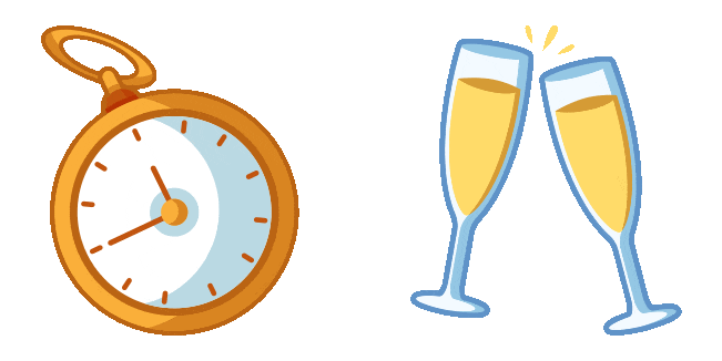 Christmas Clock & Champagne Animated Cursor