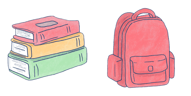 Colorful Books & Red Backpack Pastel Cursor