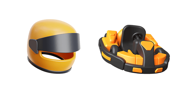 Orange Helmet & Go Kart 3D Cursor