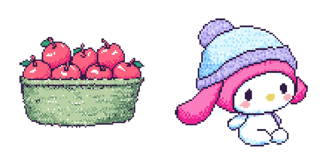 Sanrio Fall My Melody & Apples Pixel Cursor