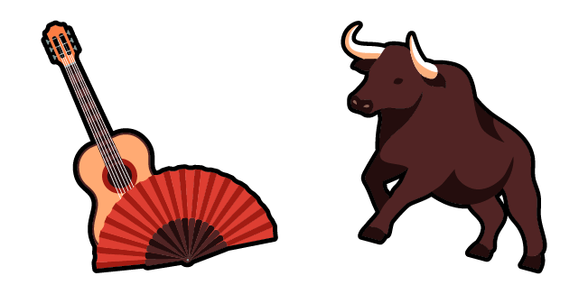 Spain Aesthetic Guitar & Bull Cursor