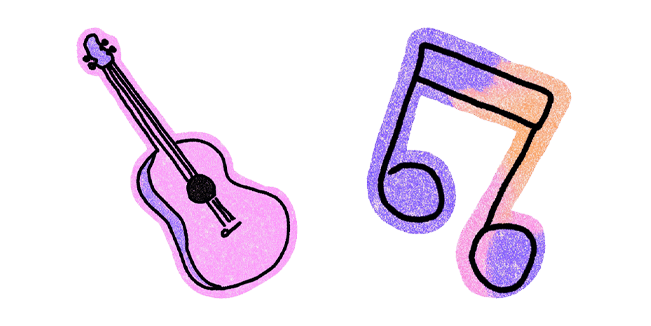 Cute Hand-Drawn Guitar & Music Note Cursor