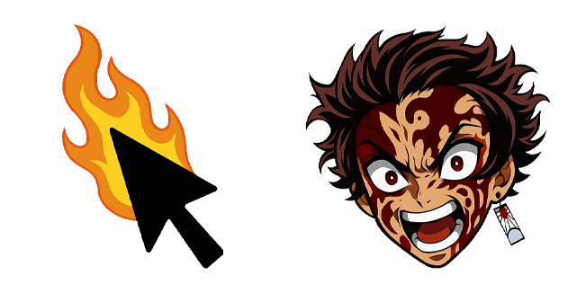 Demon Slayer Tanjiro Kamado Rage Face & Burning Arrow Cursor