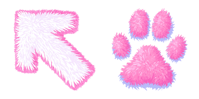 Pink Fluffy Arrow & Paw Print Cursor