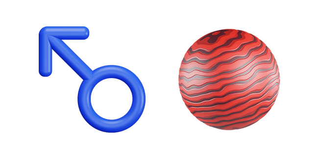 Mars Symbol & Planet Mars 3D Cursor
