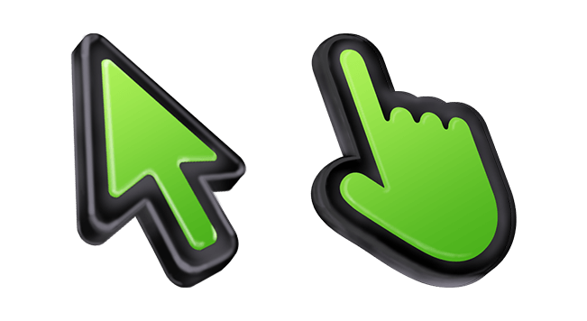 3D Lush Green Black Stroke Mac Cursor