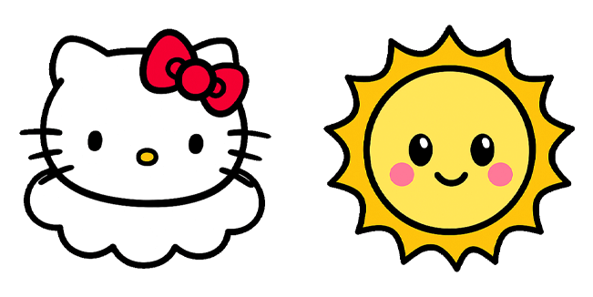 Kawaii Hello Kitty Cloud & Sun Cursor
