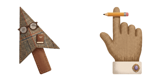 Librarian Chic Tweed Arrow & Knitted Hand Cursor