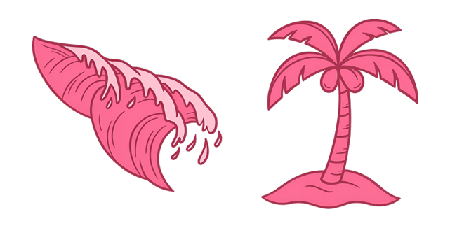 VSCO Girl Pink Wave & Palm Cursor