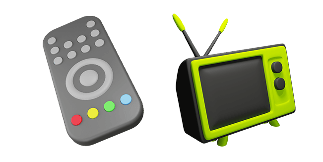 Remote Control & Old TV 3D Cursor