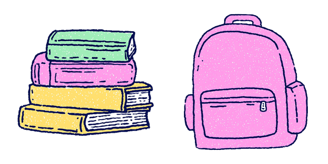Pastel School Books & Pink Backpack Cursor