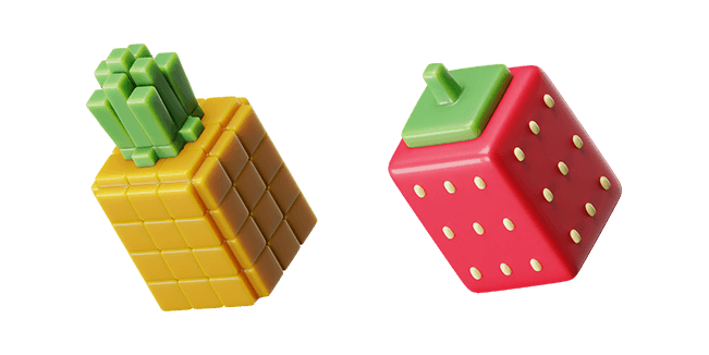 Cube Pineapple & Strawberry 3D Cursor