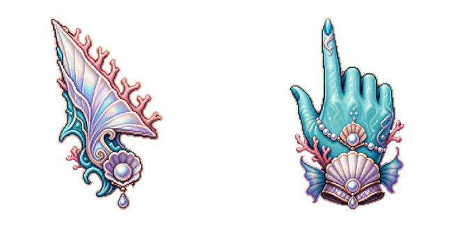 Coral Shell & Mermaid Hand Pixel Cursor
