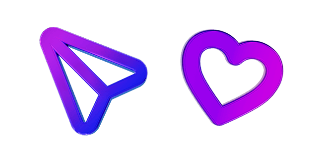 Purple-Blue Smooth Gradient Arrow & Heart 3D Cursor