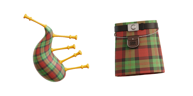Scottish Bagpipe & Scottish Kilt 3D Cursor