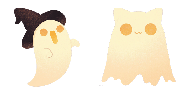 Cute Ghost in Hat & Cat Ghost Cursor
