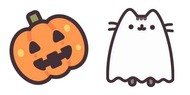 Kawaii Pumpkin & Pusheen Ghost Cursor