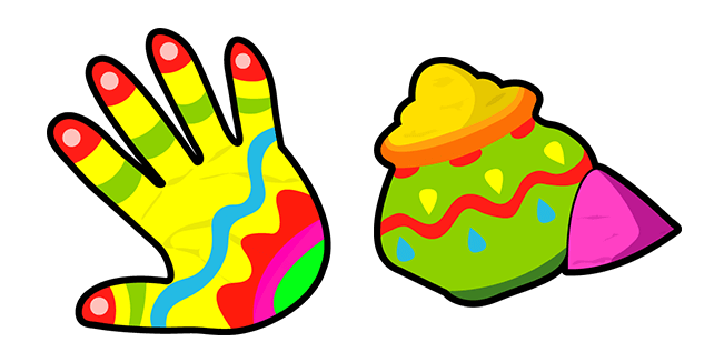 Indian Holi Festival Hand & Color Powder Cursor