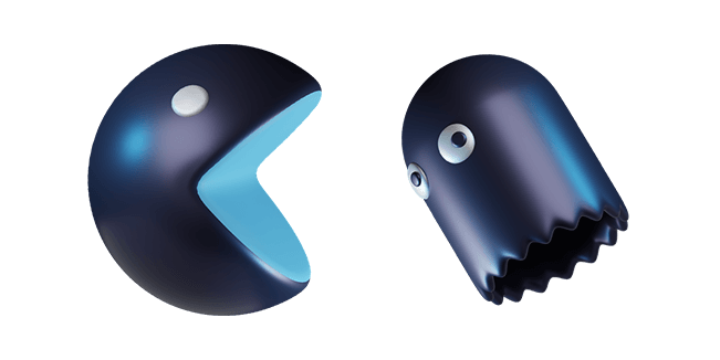 Dark Purple Pac-Man & Ghost 3D Cursor